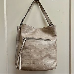 Nicole Miller Faux Leather Snakeskin Large Tote Beige